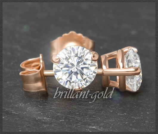 Brillant Ohrstecker in 585 Gold; 2,03ct, H & Si1-2